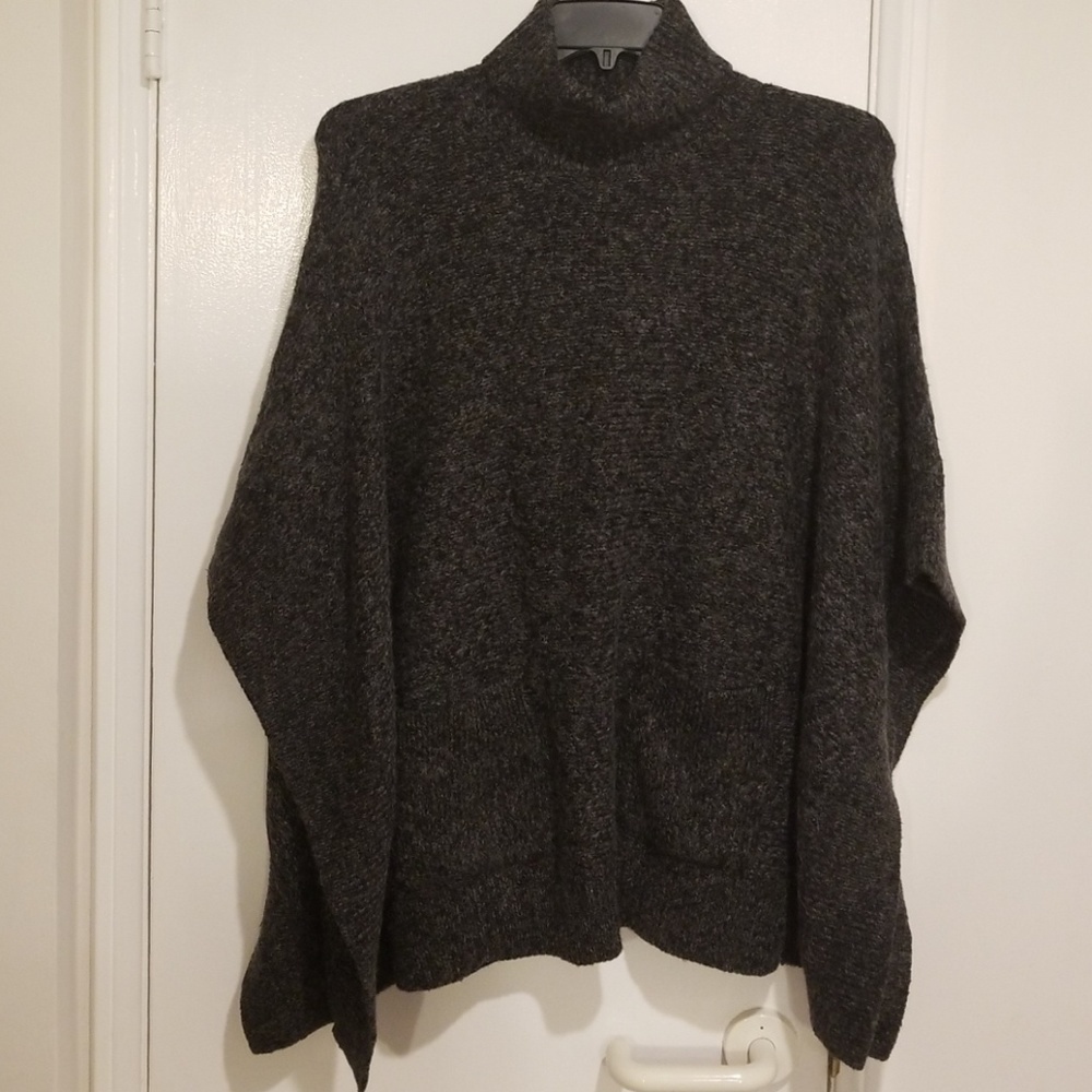💕MICHAEL KORS💕 Knit Soft Cozy Turtleneck Poncho ~ Derby Gray Small NWT